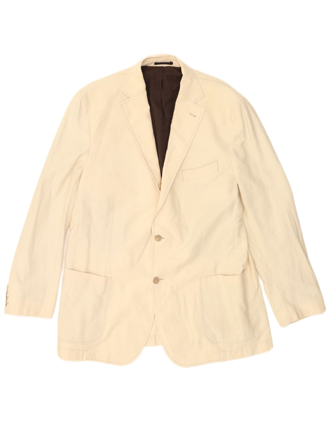 Massimo Dutti Herren 2-Knopf-Blazerjacke EU 56 XL Beige Baumwolle