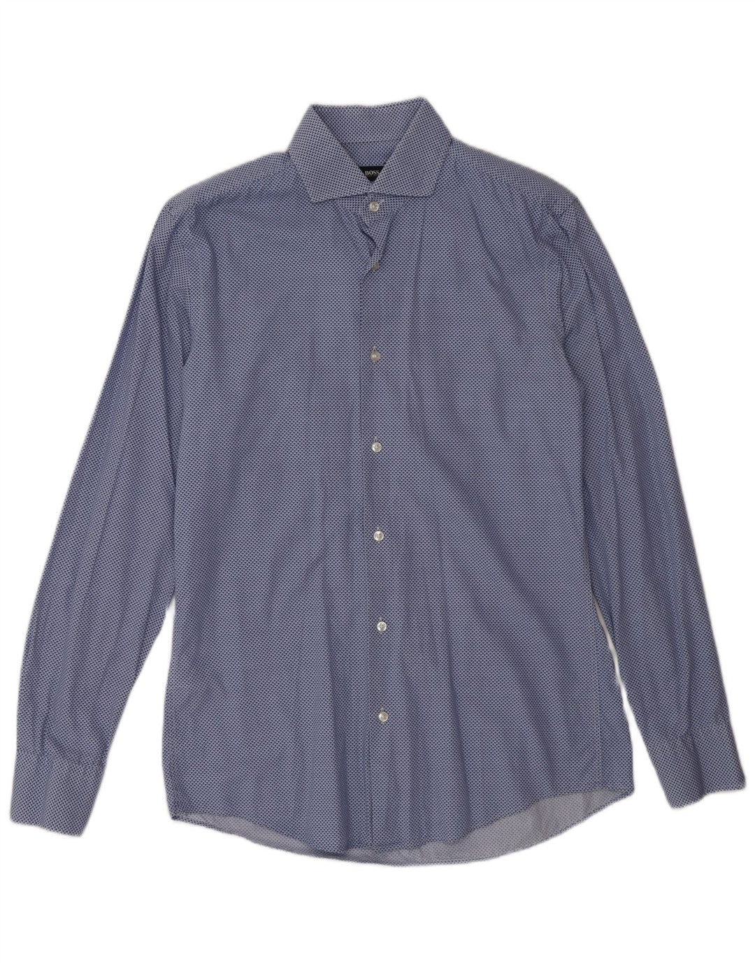 Hugo Boss Herren Slim Fit Hemd Größe 38 15 Mittelblau gefleckte Baumwolle