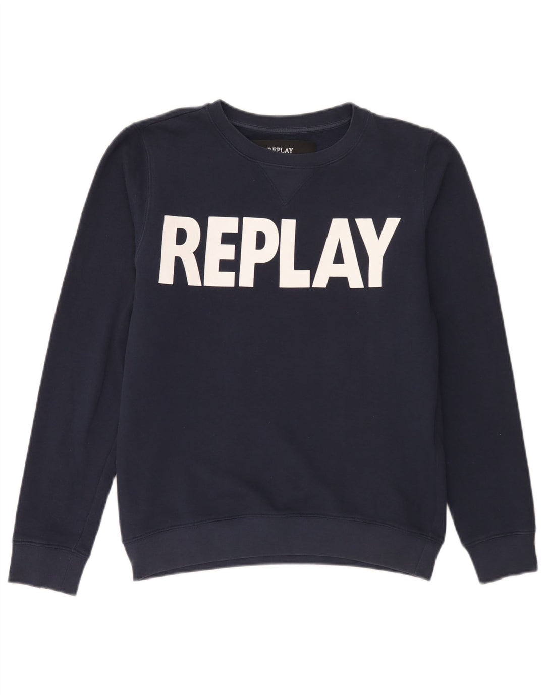 Replay Herren-Sweatshirt mit grafischem Print, mittelmarineblaue Baumwolle