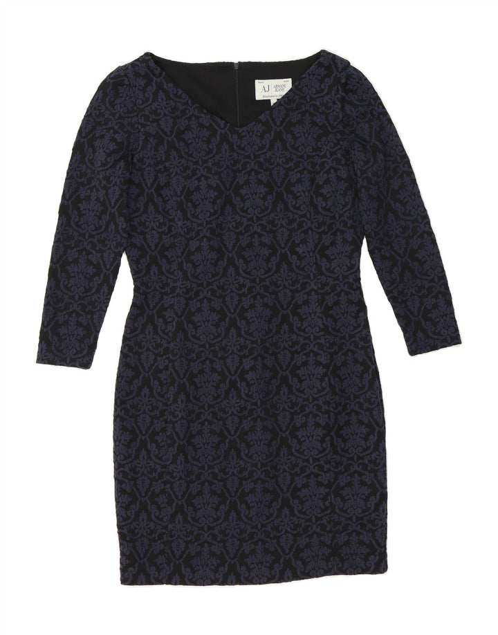 ARMANI JEANS Womens Sheath Dress IT 44 Medium Navy Blue Paisley Vintage Armani Jeans and Second-Hand Armani Jeans from Messina Hembry 