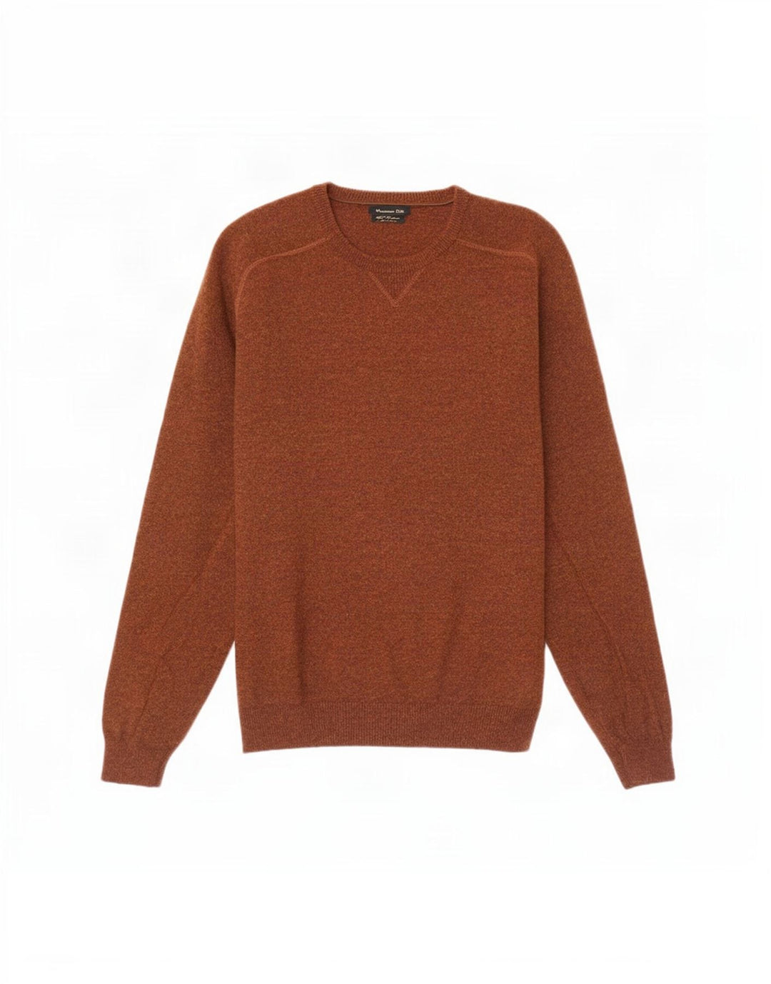 Massimo Dutti Herren-Pullover mit Rundhalsausschnitt, mittelbraune Wolle