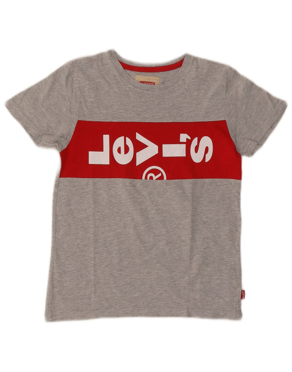 LEVI'S Grafik-T-Shirt-Oberteil für Jungen, 9–10 Jahre, grau gesprenkelte Baumwolle