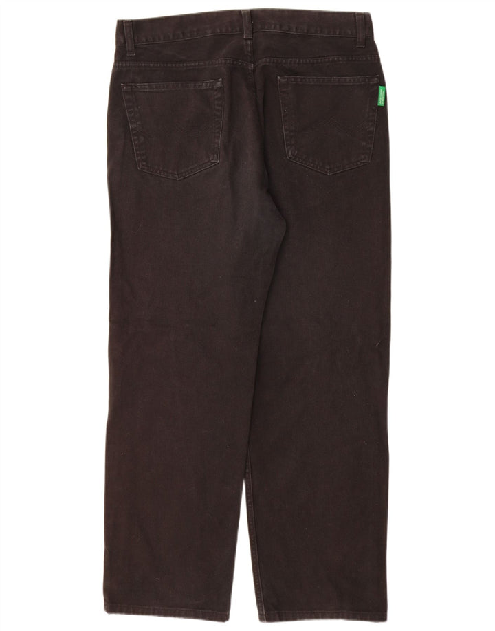 BENETTON Herren Straight Jeans W34 L29 Schwarze Baumwolle