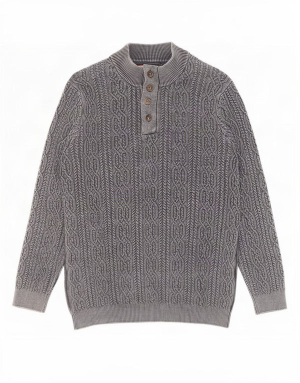 Joe Browns Herren-Pullover mit Knopfkragen, 2XL, graue Baumwolle