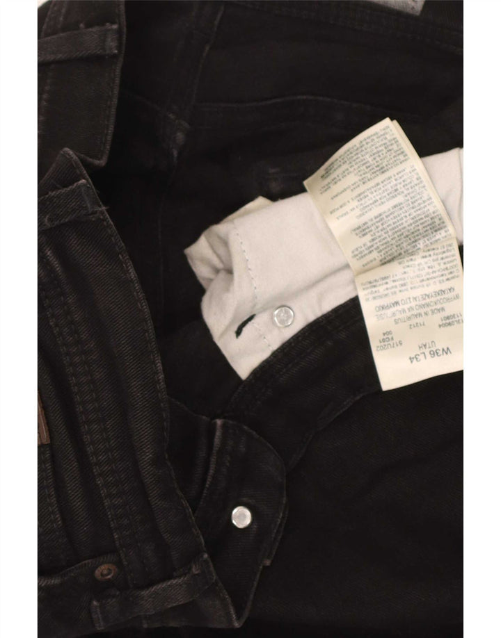 Wrangler Herren Utah Straight Jeans W36 L34 Schwarze Baumwolle