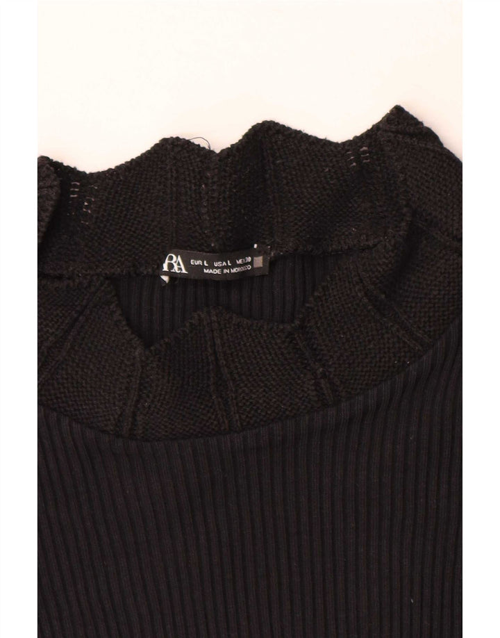 Zara Damen T-Shirt Top UK 14 Large Schwarz