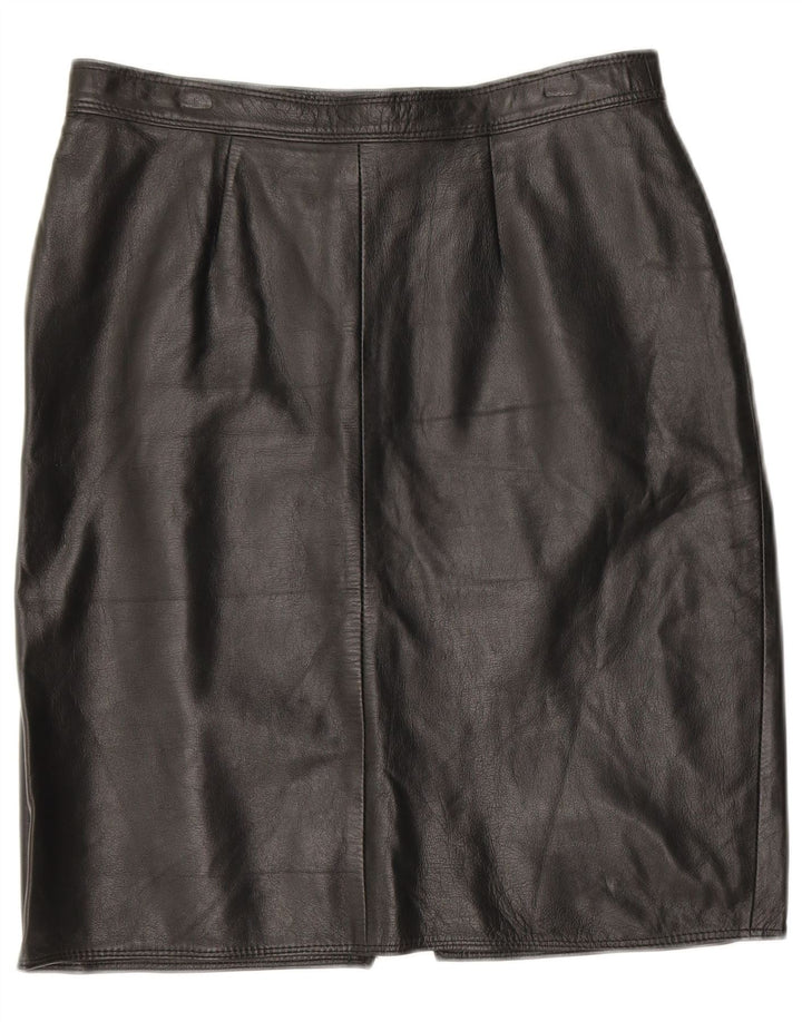 VINTAGE Damen Lederrock W30 Mittelschwarzes Leder