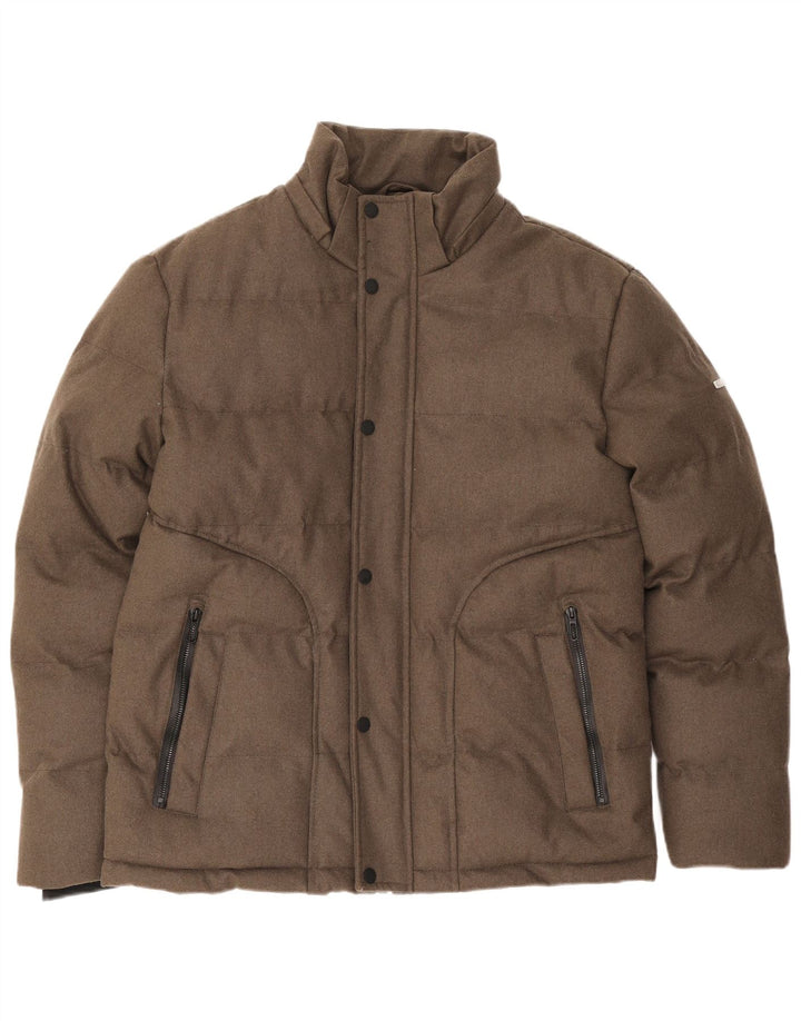 Ombre Mens Quintessence Wattierte Jacke UK 36 Small Braun Polyester