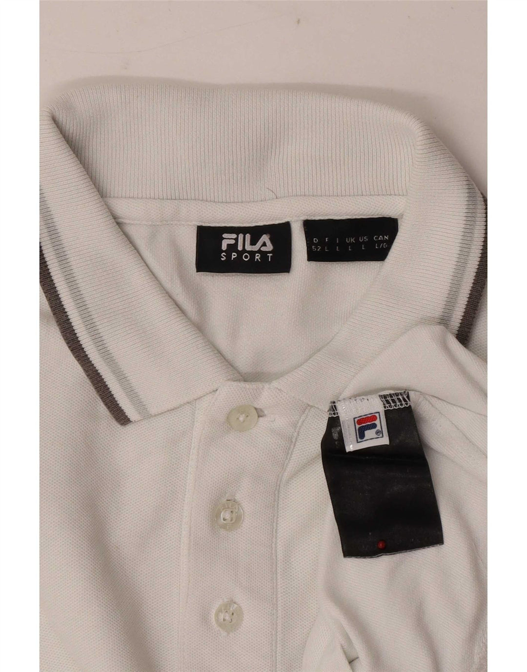 Fila Herren-Langarm-Poloshirt, groß, weiße Baumwolle