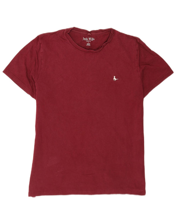 Jack Wills Herren-T-Shirt mit klassischer Passform, Größe L, Burgunderrot, Baumwolle