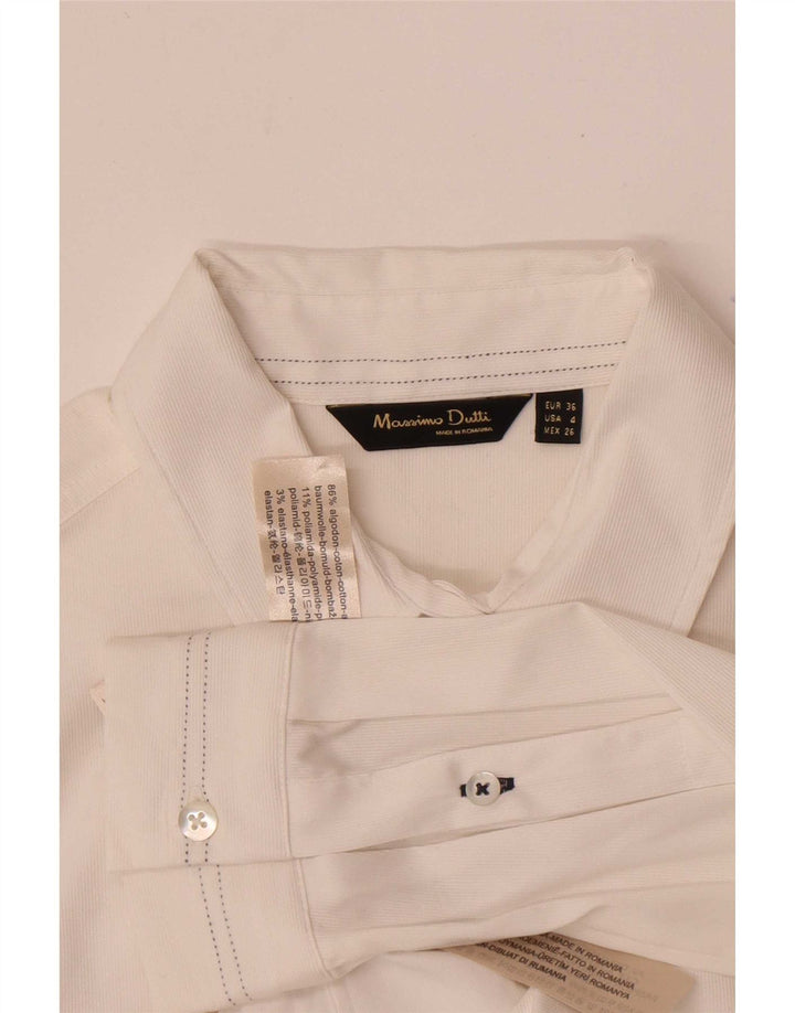 Massimo Dutti Damen Hemd EU 36 XS Weiße Baumwolle