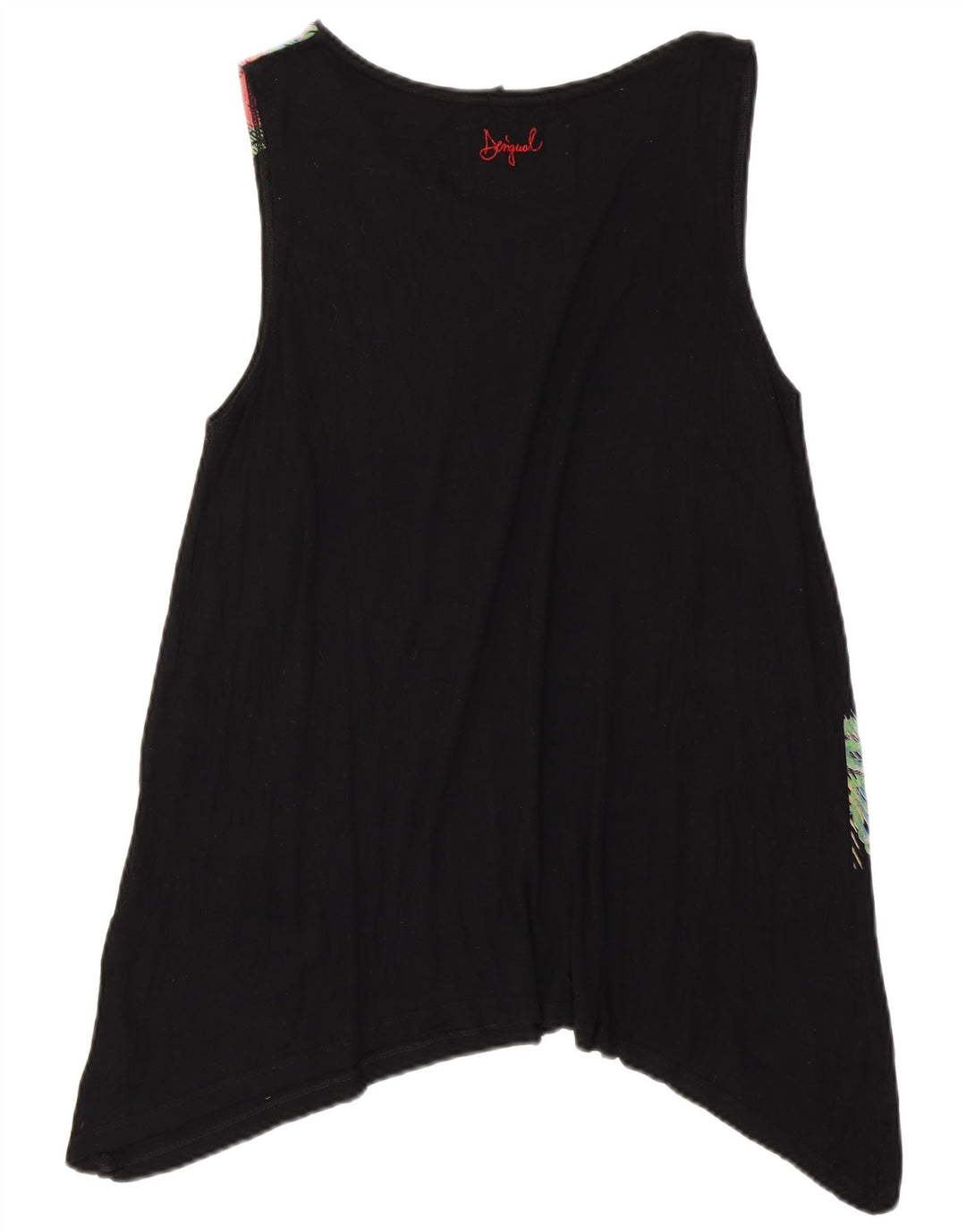 DESIGUAL Damen Ärmelloses asymmetrisches Tunika-Top UK 18 XL Schwarz geblümt