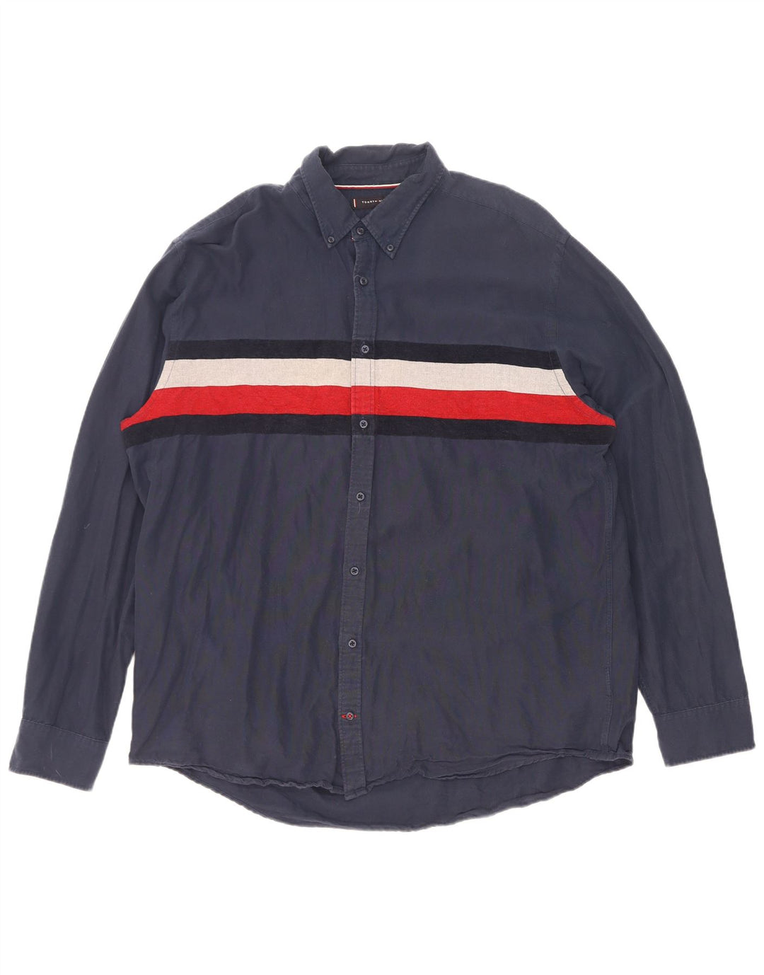 Tommy Hilfiger Herren-Hemd mit normaler Passform, 2XL, Marineblau, Farbblock