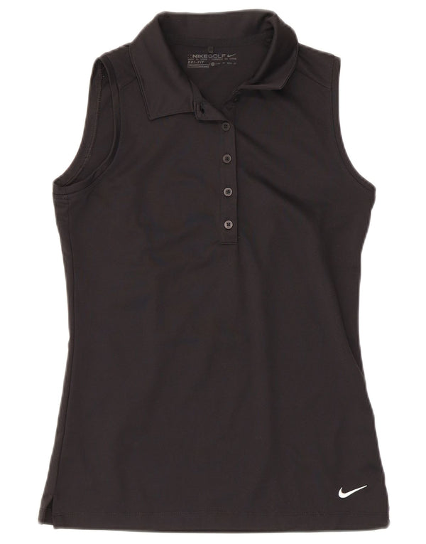 Nike Damen Golf Ärmelloses Poloshirt UK 6 XS Schwarz Polyester