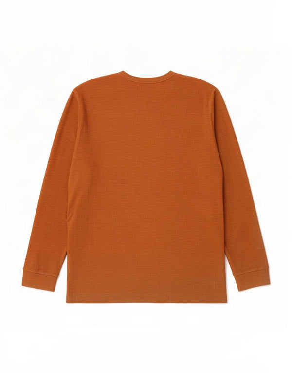 Zara Herren-Top, langärmelig, XL, braun gefleckte Baumwolle