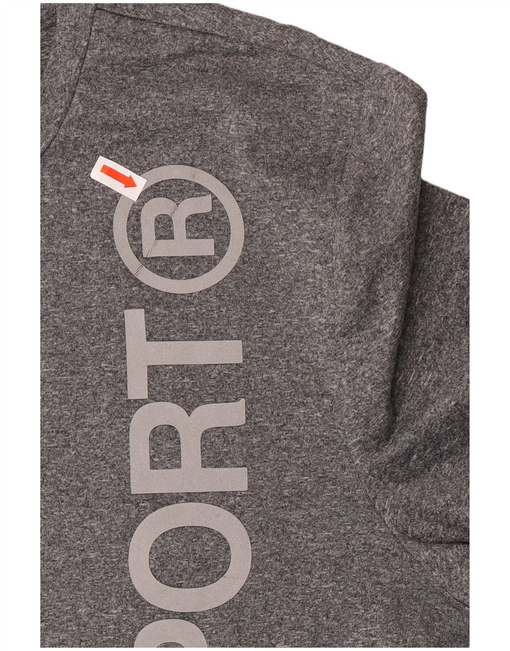 Superdry Damen Grafik-T-Shirt-Oberteil UK 14 Large Grau geflecktes Polyester