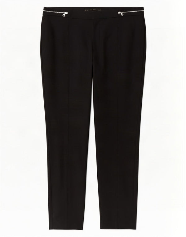 Zara Damen Slim Freizeithose EU 42 Large W32 L28 Schwarze Baumwolle