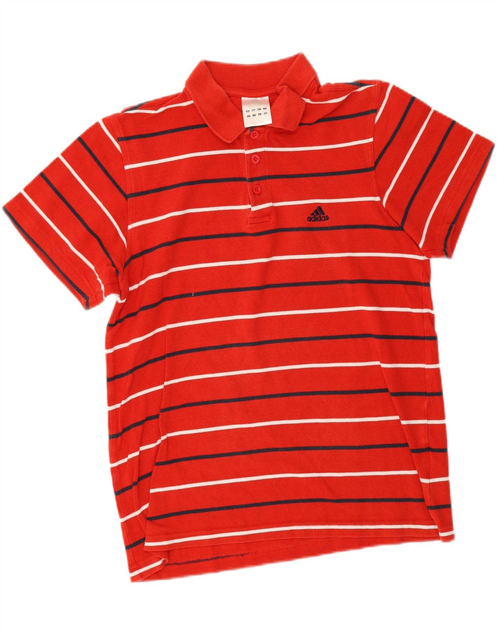 Adidas Herren-Poloshirt, mittelrot, gestreift, Baumwolle
