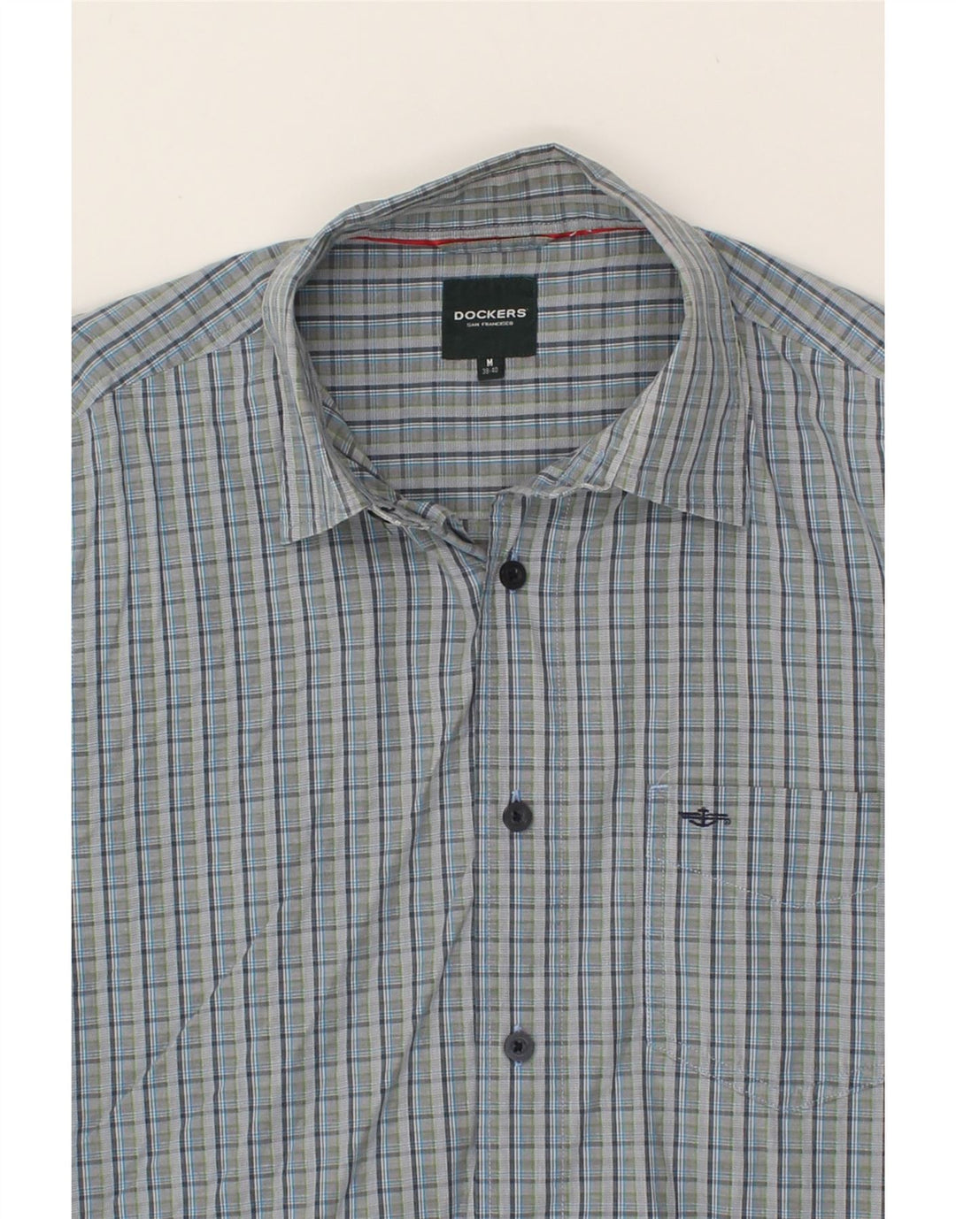 DOCKERS Mens Shirt Size 38/40 Medium Blue Check Cotton Vintage Dockers and Second-Hand Dockers from Messina Hembry 