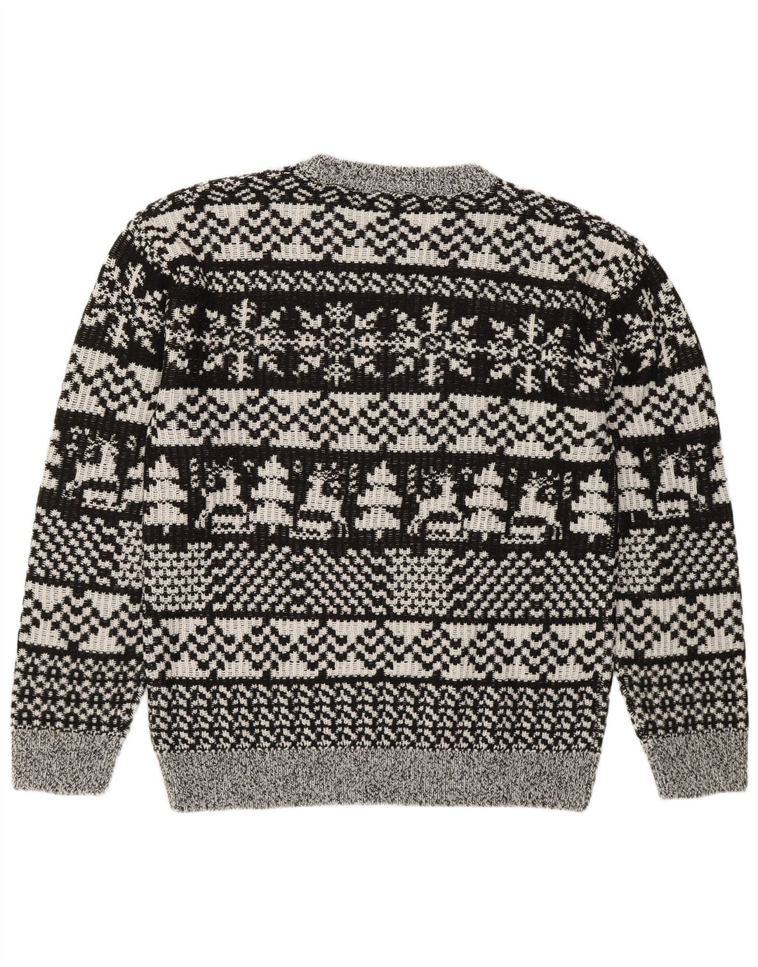 Vintage Herren Pullover mit Rundhalsausschnitt Mittelgrau Fair Isle