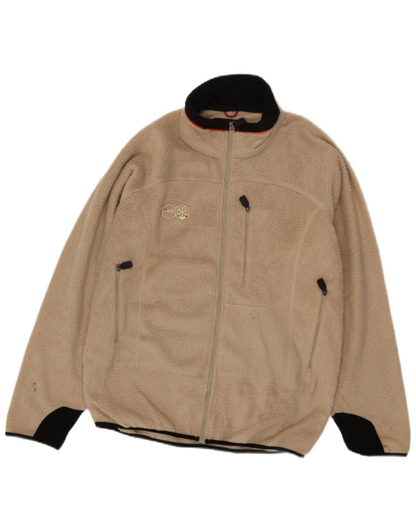 Fila Herren Fleecejacke UK 40 Large Beige Colourblock Polyester