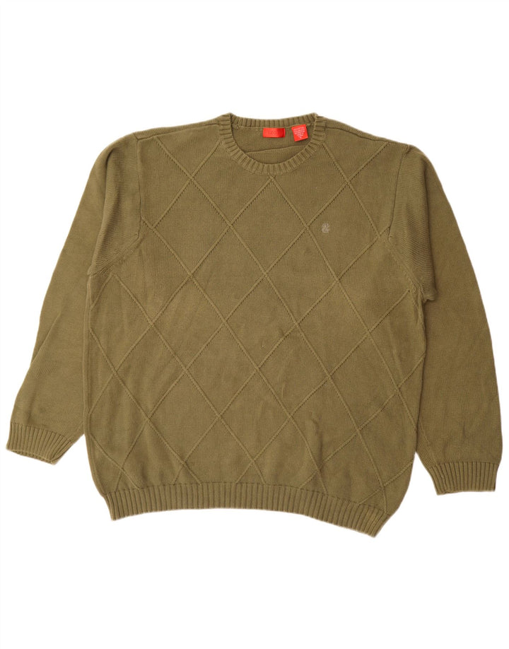 Izod Herren-Pullover mit Rundhalsausschnitt, XL, Khaki, Baumwolle