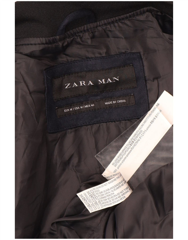 Zara Herren Steppjacke UK 38 Medium Marineblau Polyester