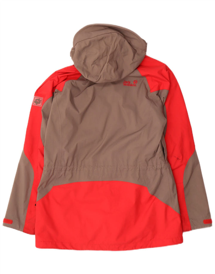 Jack Wolfskin Damen-Regenjacke mit Kapuze, UK 12/14, Mittelgrau, Farbblock