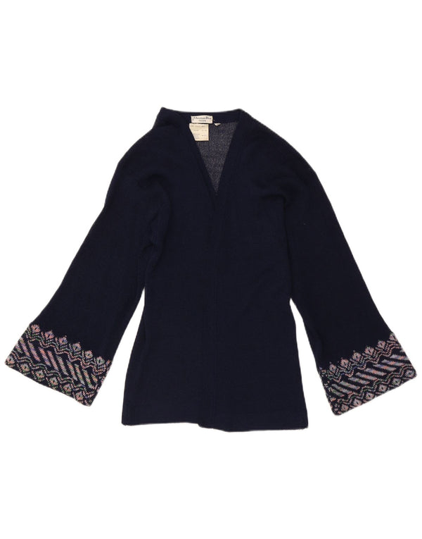 Christian Dior Womens Open Cardigan Sweater EU 42 Large Navy Blue Geometric