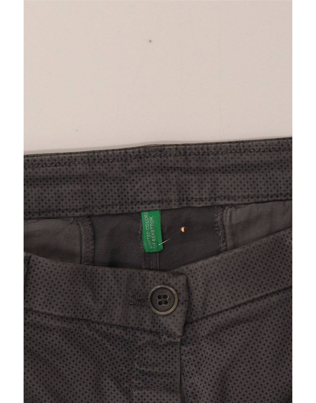 BENETTON Slim Chino-Hose für Damen, UK 12, M, W32, L28, Grau gepunktet