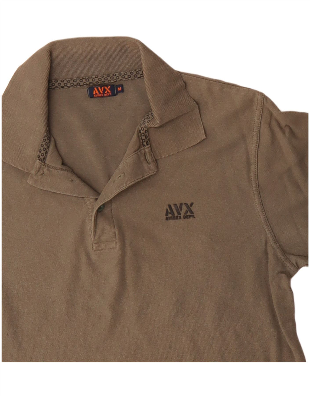 AVIREX Herren-Langarm-Poloshirt aus mittlerer Khaki-Baumwolle