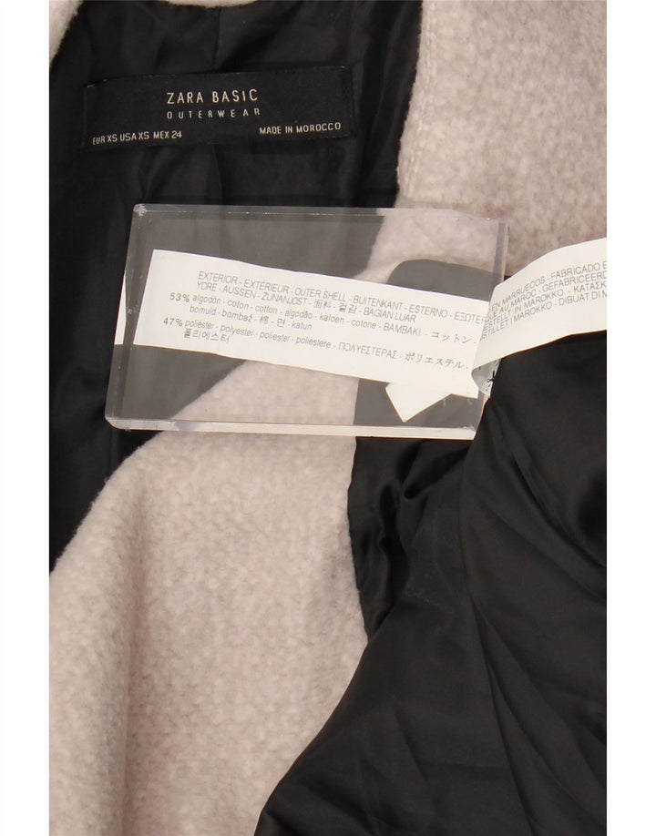 ZARA Damen Übergroßer Mantel UK 6 XS Graue Baumwolle