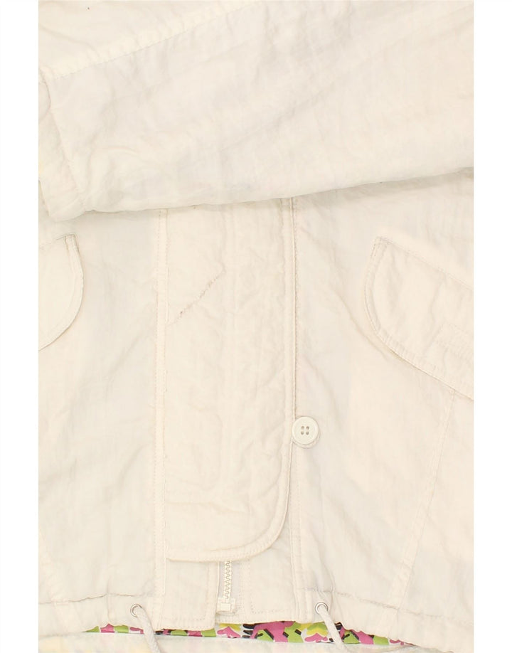 VINTAGE Damen-Windbreakerjacke mit Kapuze, UK 14, mittelweißes Polyamid