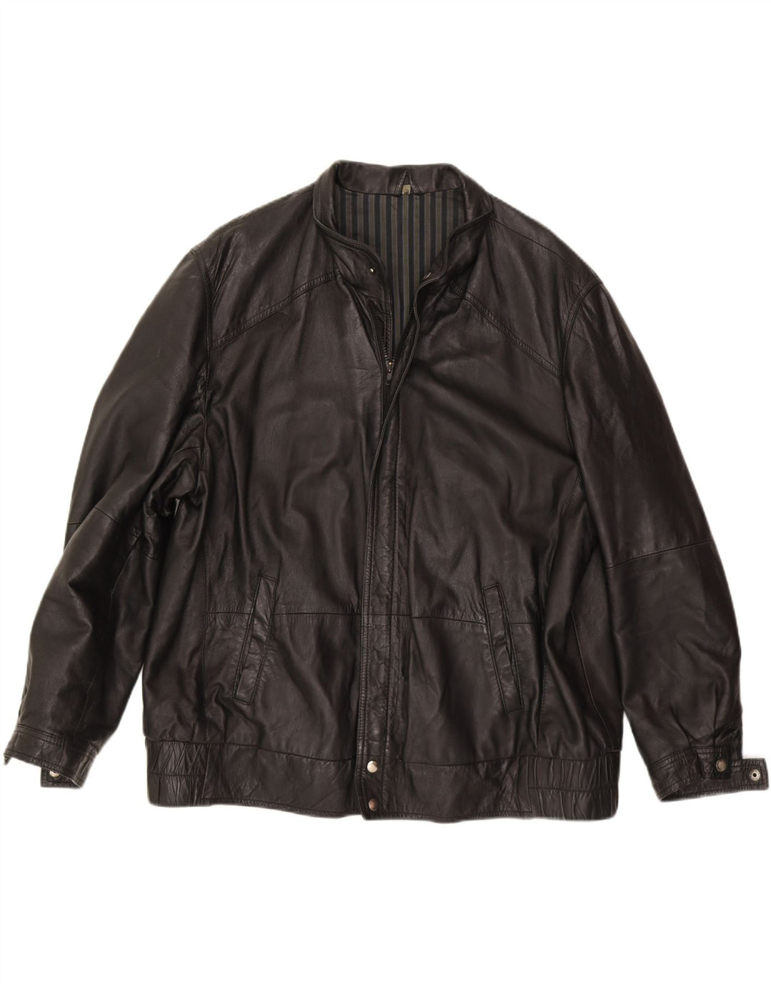 VINTAGE Mens Bomber Leather Jacket IT 54 2XL Black Leather Vintage Vintage and Second-Hand Vintage from Messina Hembry 