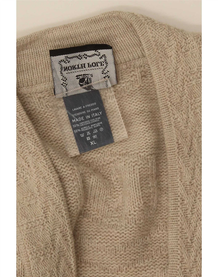 North Pole Herren-Strickjacke XL Beige Lammwolle