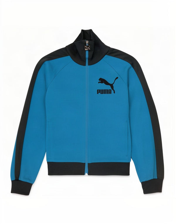 Puma Herren-Trainingsanzug mit grafischem Oberteil, klein, blau, Farbblock-Polyester