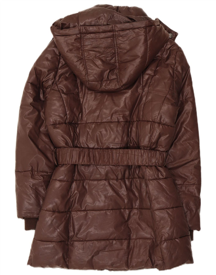 Gaudi Wattierter Damenmantel mit Kapuze IT 42 Mittelbraunes Polyester
