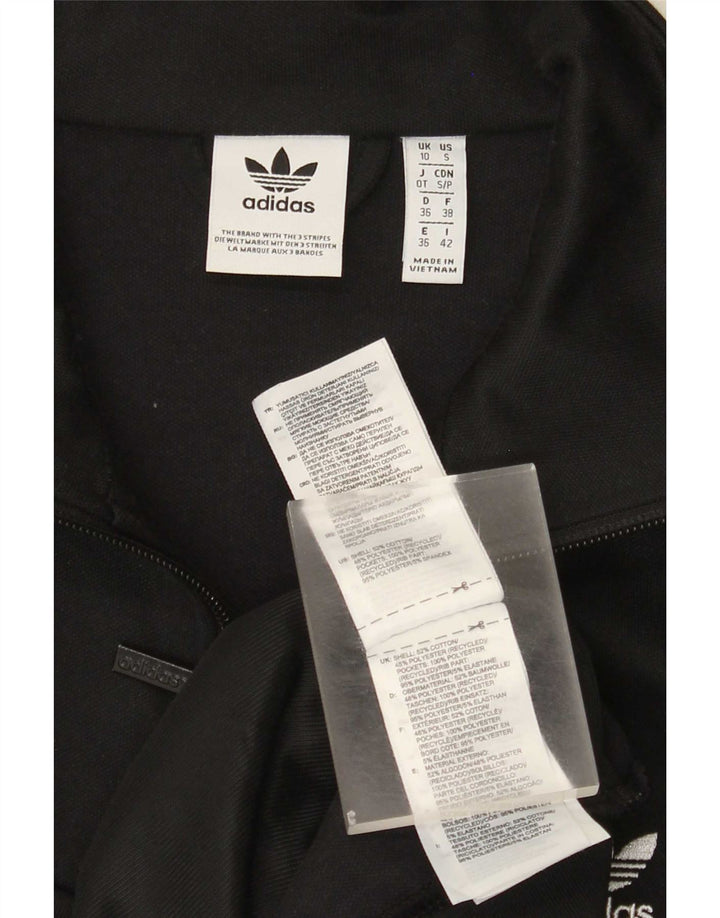 Adidas Damen Trainingsanzug Top Jacke UK 10 Small Schwarz Baumwolle