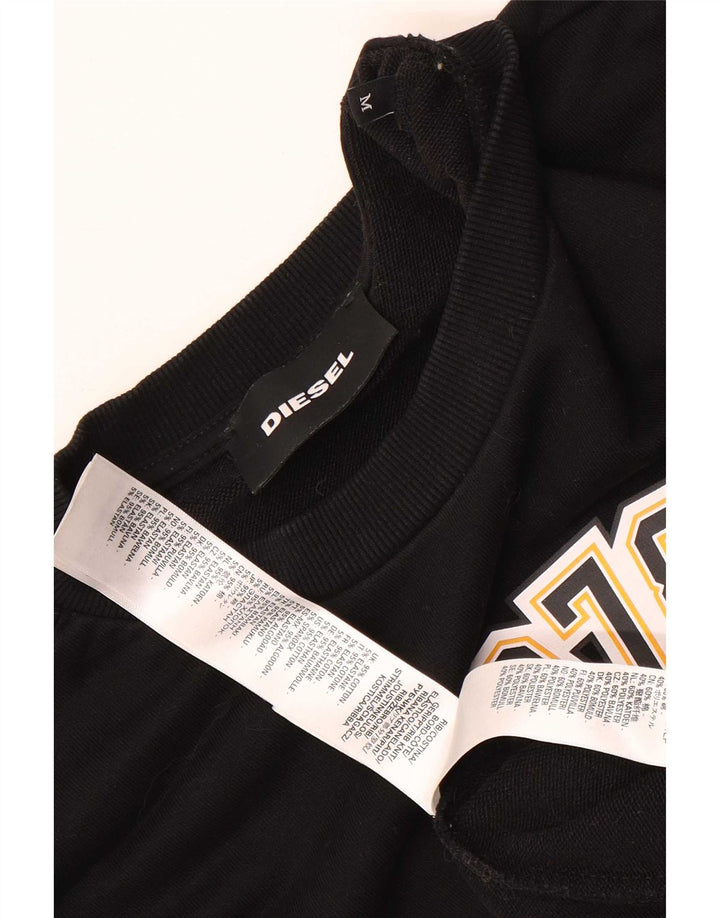 Diesel Herren Grafik-Sweatshirt-Pullover aus mittelschwarzer Baumwolle