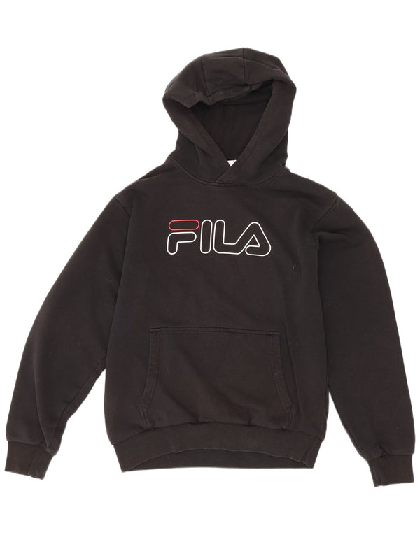 Fila Jungen-Pullover mit grafischem Kapuzenpullover, 15–16 Jahre, schwarze Baumwolle, Sport