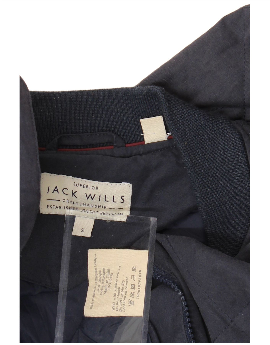 JACK WILLS Herren Bomberjacke UK 36 Small Marineblaue Baumwolle