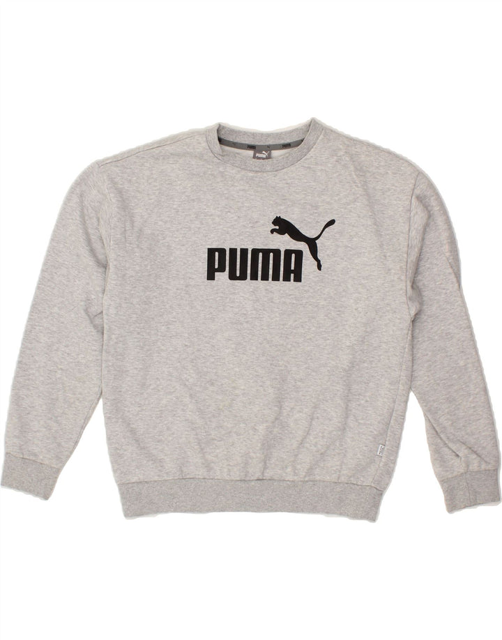 PUMA Womens Graphic Sweatshirt Jumper UK 14 Medium Grey Cotton Vintage Puma and Second-Hand Puma from Messina Hembry 