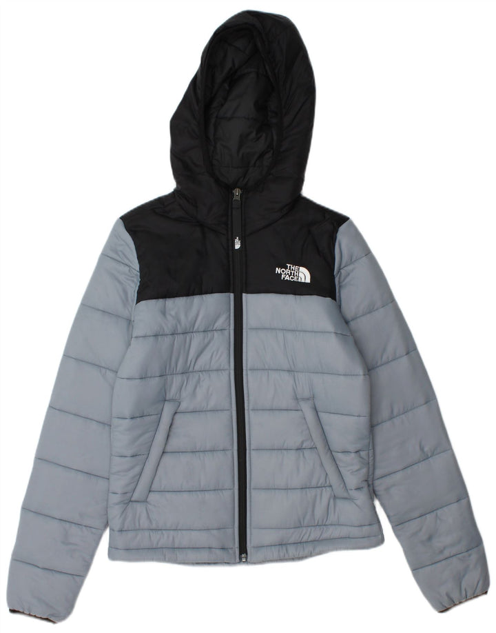 THE NORTH FACE Wattierte Damenjacke mit Kapuze UK 6 XS Graues Colourblock-Nylon