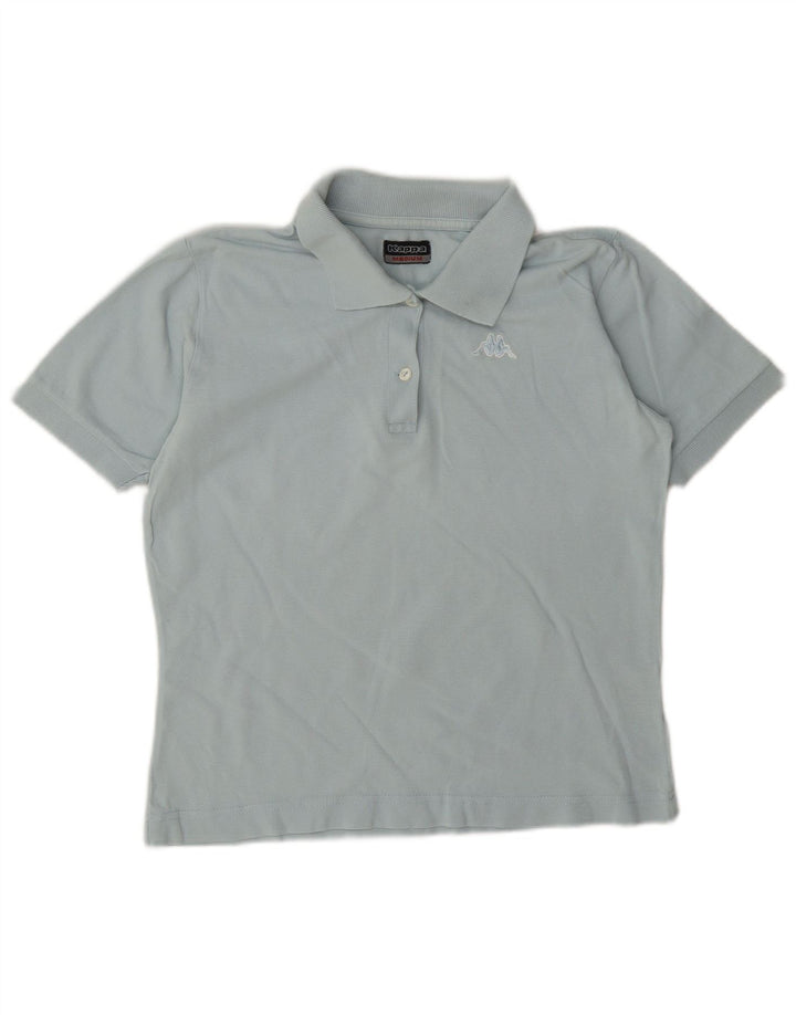 Kappa Damen Poloshirt UK 12 Mittelblaue Baumwolle