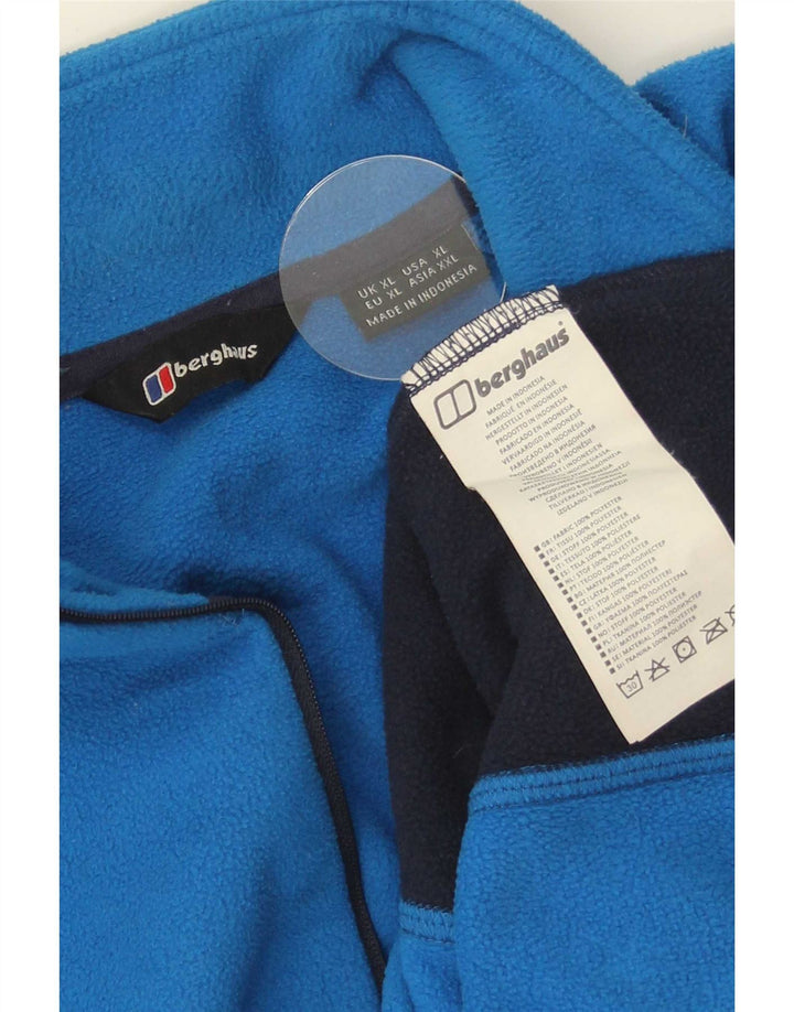 Berghaus Herren-Fleecepullover mit Reißverschluss am Hals, XL, blaues Farbblock-Polyester