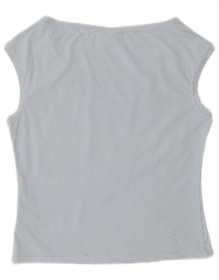 Roccobarocco Damen Crop Graphic Weste Top IT 44 Mittelblaues, geblümtes Nylon