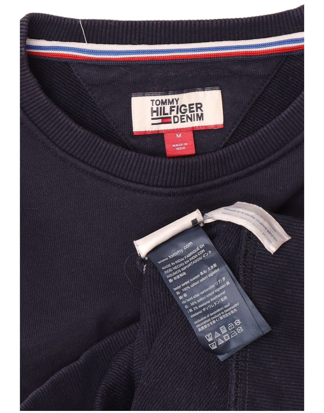 TOMMY HILFIGER Grafischer Herren-Sweatshirt-Pullover, mittlerer Marineblau-Farbblock