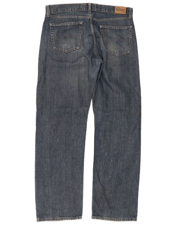 Tommy Hilfiger Herren Flag Straight Jeans W34 L32 Blaue Baumwolle