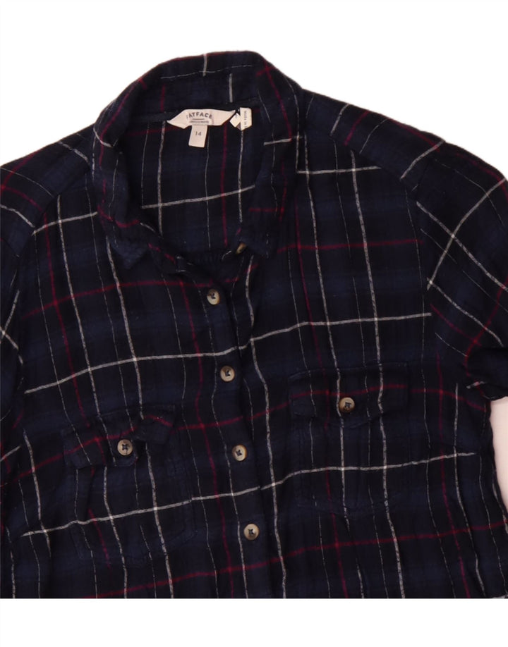 Fat Face Damen-Hemd UK 14, mittelblau, kariert, Baumwolle