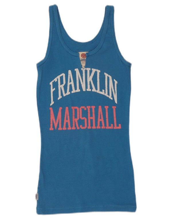 Franklin & Marshall Damen Grafik-Trägershirt UK 12 Mittelblaue Baumwolle